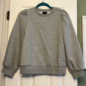 Grey Embellished Puffy Sleeve Sweater